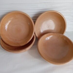 Set Of 4salad Wood Bowls Made In Japan